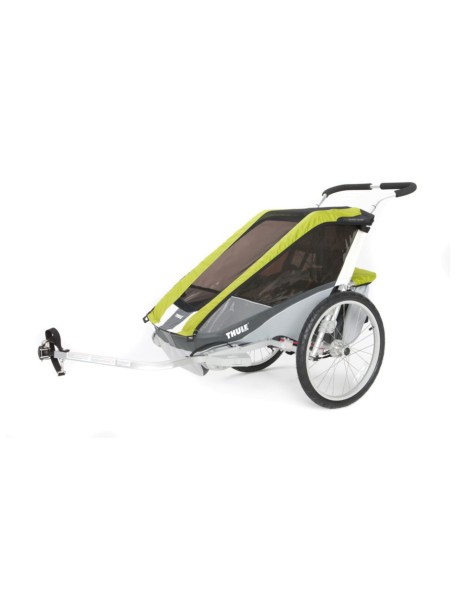 Детская коляска Thule Chariot Cougar 1 (Туле Шариот Кугар 1), в комплекте с велосцепкой, зеленый, 14-