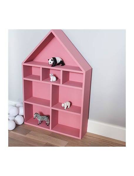 Полка-домик для игрушек с лестницей и без (розовый)