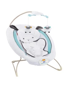 Fitch Baby "Delux Bouncer" Детское кресло-качалка с игрушками и вибрацией , Белое с голубым - Овечка