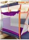 ЖД-манеж в поезд для детей Manuni от 0 до 3 лет фиолетовый с белой сеткой (4 стенки + шторка)