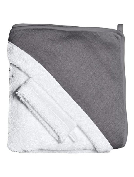 Red Castle "Hooded Towel" Махровое полотенце с уголком и варежка для купания / White-Grey