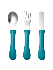 Набор ложка, вилка, нож Beaba "Set of 3 Cutlery Inox", 913402 / Blue