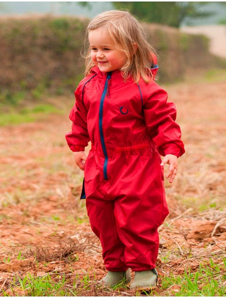 Детский непромокаемый мембранный комбинезон Хиппичик (весна-лето-осень) красный с флисом