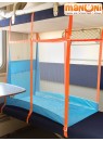 ЖД-манеж "Трапеция" в поезд для детей Manuni от 3 лет удлиненный (3 стенки + шторка), голубой 