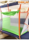 ЖД-манеж в поезд для детей Manuni от 0 до 3 лет зеленый с белой сеткой (4 стенки + шторка) 