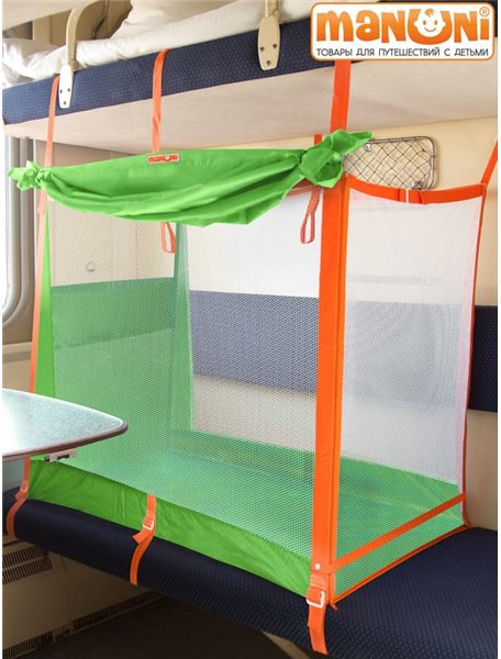 ЖД-манеж "Трапеция" в поезд для детей Manuni от 0 до 3 лет удлиненный (4 стенки + шторка),зеленый М-003 (З)