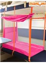 ЖД-манеж "Трапеция" в поезд для детей Manuni от 3 лет удлиненный (3 стенки + шторка), розовый