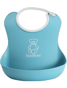 BabyBjorn Нагрудник мягкий пластиковый для кормления ребенка, бирюзовый